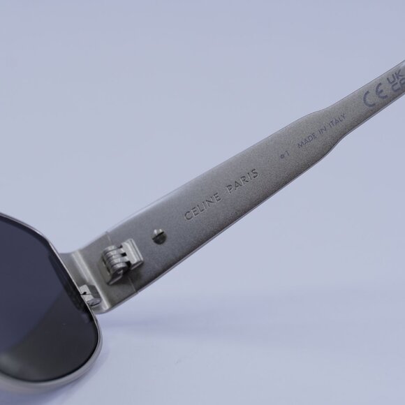 🕶️ New Celine CL40281U 16A Sunglasses - Shiny Palladium Frame, Smoke Lenses - Picture 7 of 11